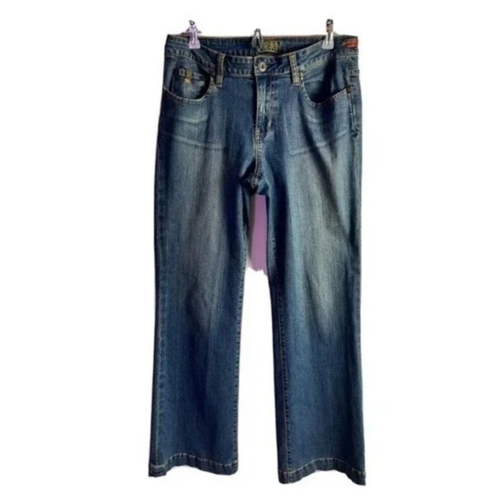 WORN Brand Jeans~Women’s Dark Wash Denim Flared Jeans Sz 10